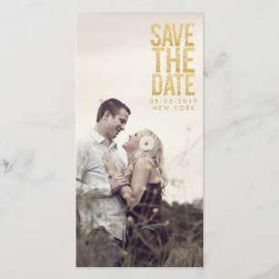 Gold Glitter Save the Date Typography Photo Cards