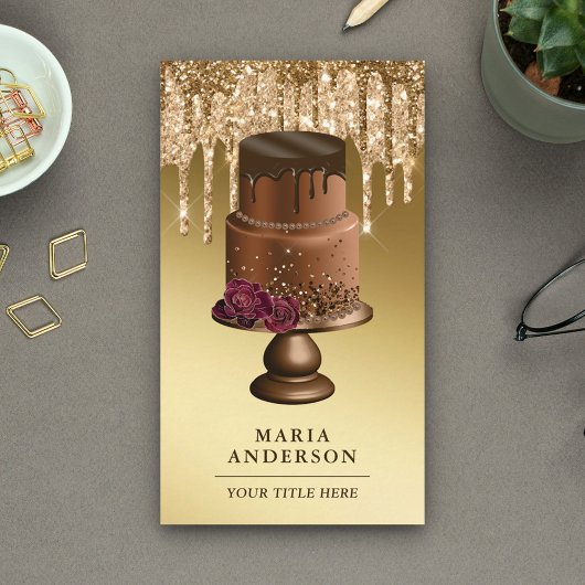Gold Glitter-schijven Aangepaste chocolade-bakkeri Visitekaartje