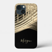 Gold Glitter-schijven, Gold Light Rays, Gold Name Case-Mate iPhone Case (Achterkant)