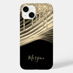 Gold Glitter-schijven, Gold Light Rays, Gold Name Case-Mate iPhone 14 Hoesje