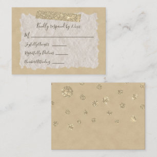Gold Glitter Scrapbook Style RSVP-kaart Advieskaart