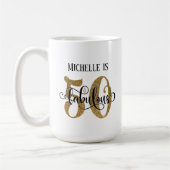 Gold Glitter Script 50 en handig over wit Koffiemok (Links)
