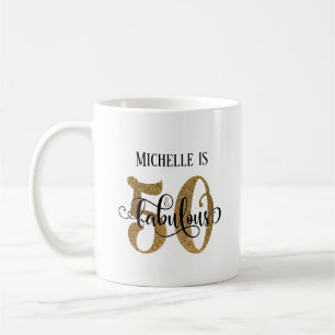 Gold Glitter Script 50 en handig over wit Koffiemok