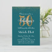 Gold Glitter & Script 50 en vloeiend, donker Blauw Kaart (Staand voorkant)