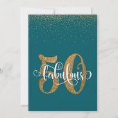 Gold Glitter & Script 50 en vloeiend, donker Blauw Kaart (Achterkant)