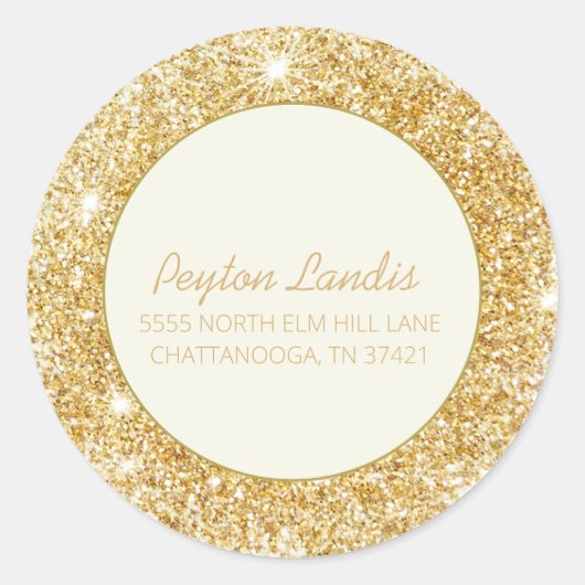 Gold Glitter Script Address Envelope Seal Ronde Sticker (Voorkant)