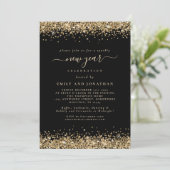 Gold Glitter Script Black, nieuw jaar oud Kaart (Staand voorkant)