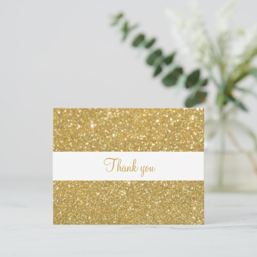 Gold Glitter Script Business Bedankkaart (Staand voorkant)