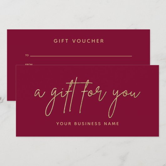 Gold Glitter Script Business Gift Voucher (Voorkant / Achterkant)