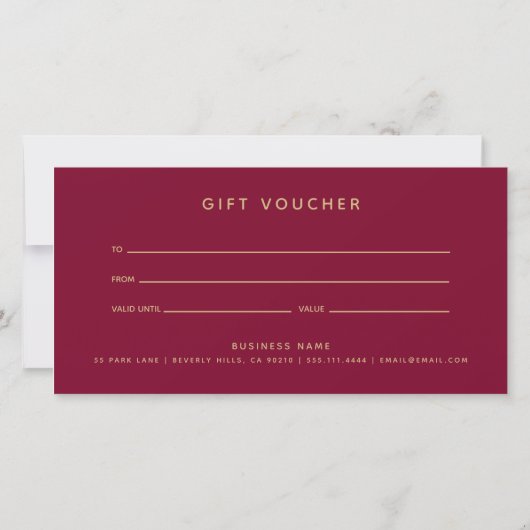 Gold Glitter Script Business Gift Voucher (Achterkant)
