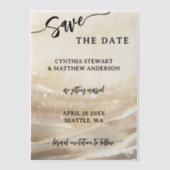 Gold Glitter Script De datum opslaan Vellum Uitnodigingen (Voorkant)