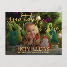 Gold Glitter-script feestelijke kerst Briefkaart