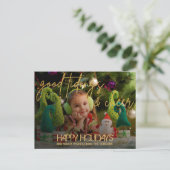 Gold Glitter-script feestelijke kerst Briefkaart (Staand voorkant)