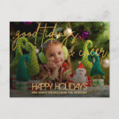 Gold Glitter-script feestelijke kerst Briefkaart (Voorkant)