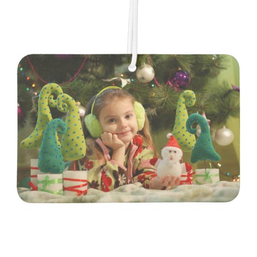 Gold Glitter Script Festive kerstfoto Luchtverfrisser (Achterkant)