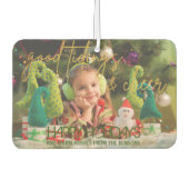 Gold Glitter Script Festive kerstfoto Luchtverfrisser (Voorkant)