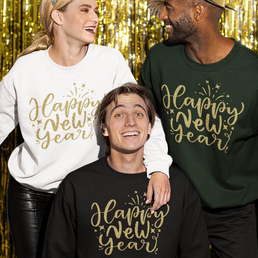 Gold Glitter Script Gelukkig Nieuwjaar Trui