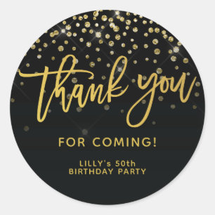 Gold Glitter Script Hartelijk dank voor uw komst Ronde Sticker