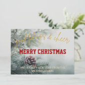 Gold Glitter Script met kerstfoto's Wenskaart (Staand voorkant)
