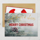 Gold Glitter Script met kerstfoto's Wenskaart (Voorkant / Achterkant)
