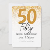Gold glitter script Mom 50th birthday invitation Feestdagenkaart (Voorkant)