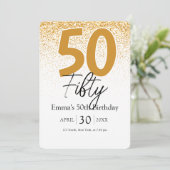 Gold glitter script Mom 50th birthday invitation Feestdagenkaart (Staand voorkant)
