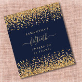 Gold Glitter Script Navy Blue Cheers 50e feest Wijn Etiket