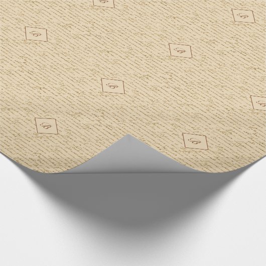 Gold Glitter Script Pattern Monogram Kerstmis Cadeaupapier (Hoek)