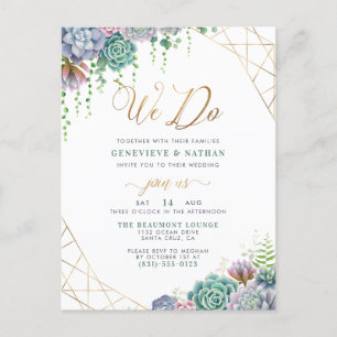 Gold Glitter Script & Succulents Weddenschap Uitnodiging Briefkaart