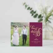 Gold Glitter Script Weddenschap Dank u Briefkaart (Staand voorkant)
