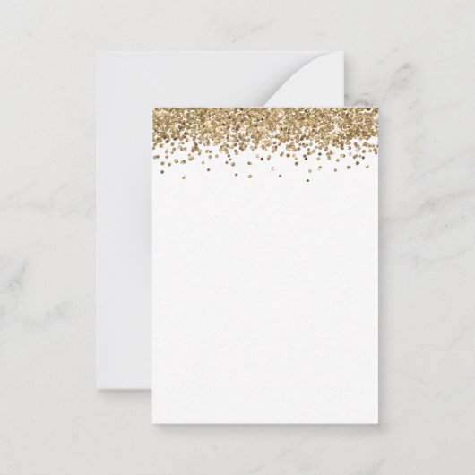 Gold Glitter Script Weduwend RSVP-behuizing Notitiekaartje (Achterkant)