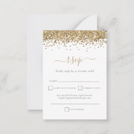 Gold Glitter Script Weduwend RSVP-behuizing Notitiekaartje