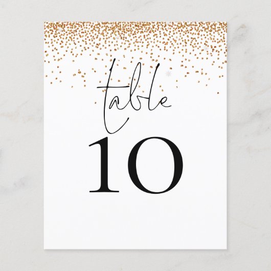 Gold Glitter Script Weduwtable Number (Voorkant)
