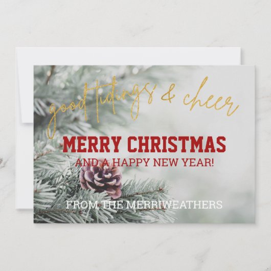 Gold Glitter Script Wenskaart voor kerstmis foto's (Voorkant)
