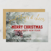 Gold Glitter Script Wenskaart voor kerstmis foto's (Voorkant / Achterkant)