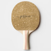 Gold glitter scriptnaam tafeltennisbatje (Achterkant)