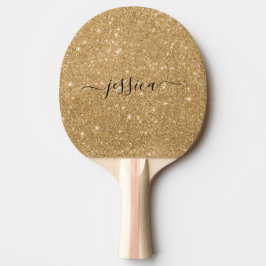 Gold glitter scriptnaam tafeltennisbatje