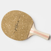 Gold glitter scriptnaam tafeltennisbatje (Zijkant)