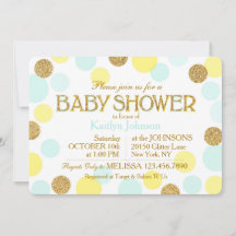 Gold Glitter Seafoam Yellow Stip Baby shower