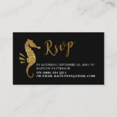 Gold Glitter Seahorse RSVP Informatiekaartje (Voorkant)