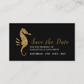 Gold Glitter Seahorse Save the Date Informatiekaartje (Voorkant)