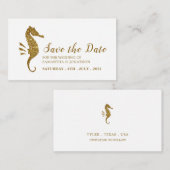 Gold Glitter Seahorse Save the Date Informatiekaartje (Voorkant / Achterkant)