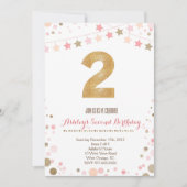 Gold Glitter Second Birthday Invitation Kaart (Voorkant)
