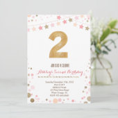 Gold Glitter Second Birthday Invitation Kaart (Staand voorkant)