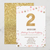 Gold Glitter Second Birthday Invitation Kaart (Voorkant / Achterkant)