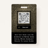 Gold Glitter Security ID Wetshandhaving IT Naam Badge (Achterkant)