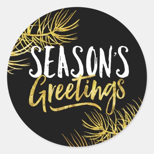 Gold Glitter Seizoen Groeten Stickers (Voorkant)