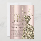 Gold Glitter Sequins Dress50th Birthday Party Invi Kaart (Voorkant)