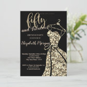 Gold Glitter SequinsDress,Black50th Birthday Party Kaart (Staand voorkant)