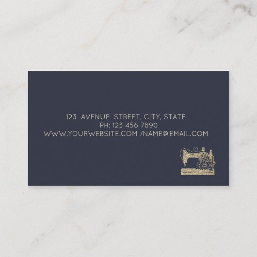 Gold Glitter Sewing Machine Seamstress or Tailor Visitekaartje (Achterkant)